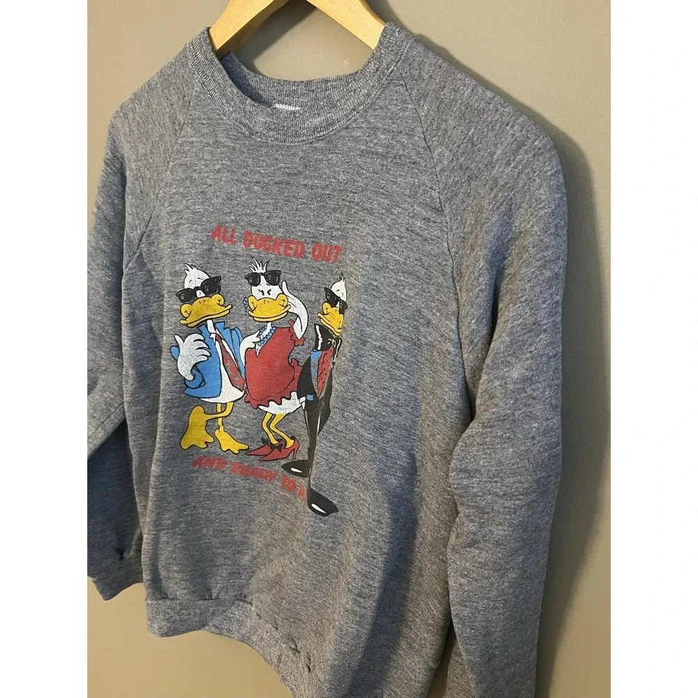 Vintage 1980's Jerzees All Ducked Out Party Crewneck Sweatshirt